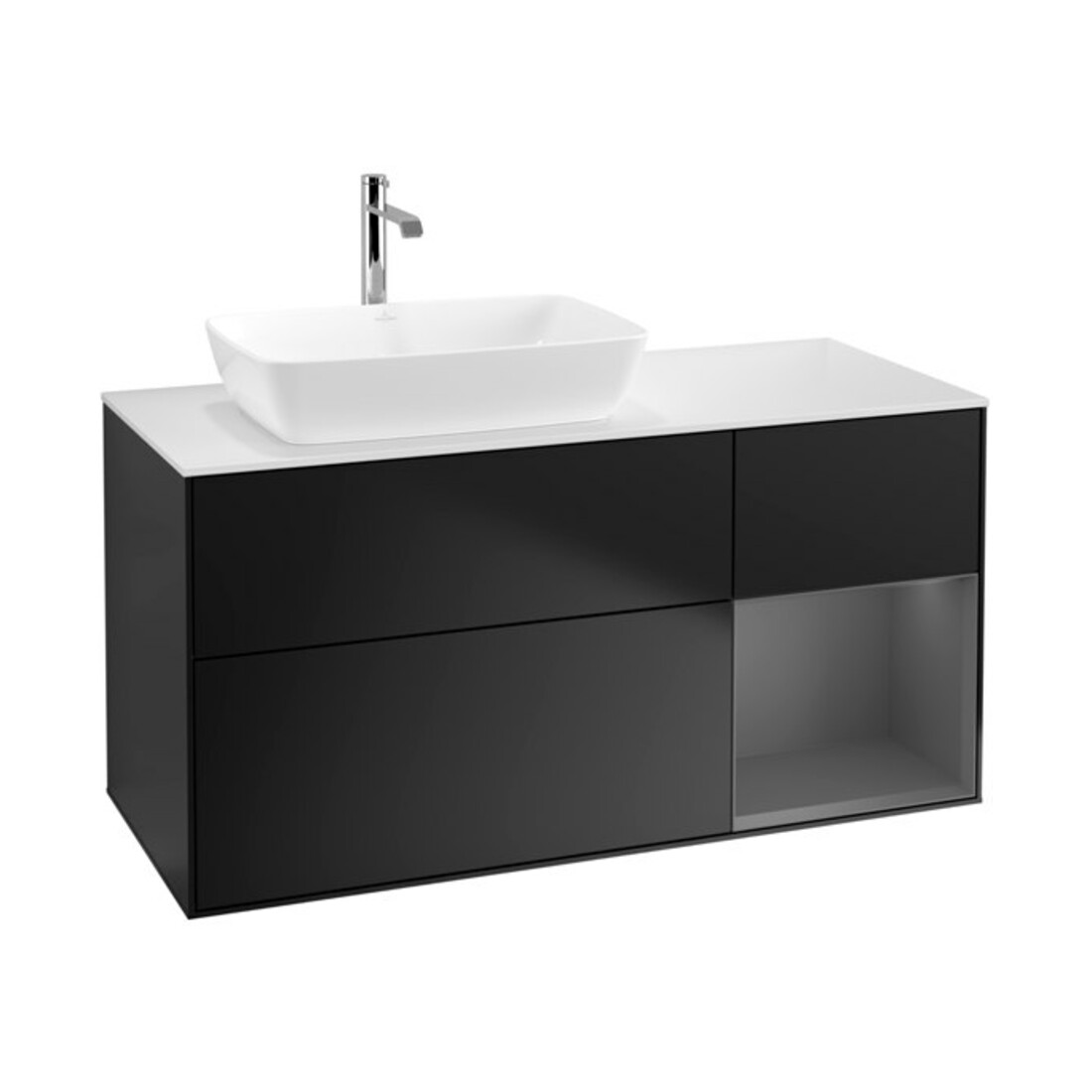 V&B Waschtischunterschrank Finion 120cm, Pl w m, Rg A m Lac, bla m Lac