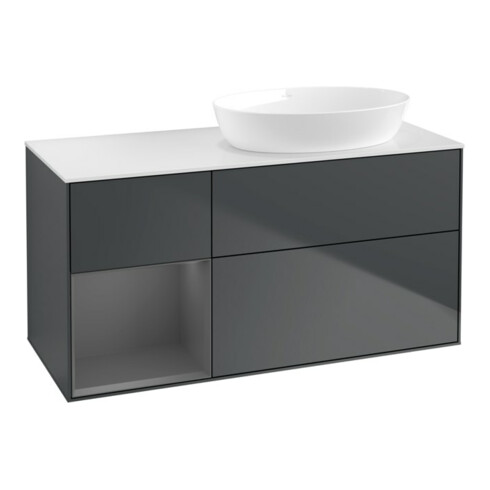 V&B Waschtischunterschrank Finion 120cm, Pl w m, Rg A m Lac, md bl. m Lac