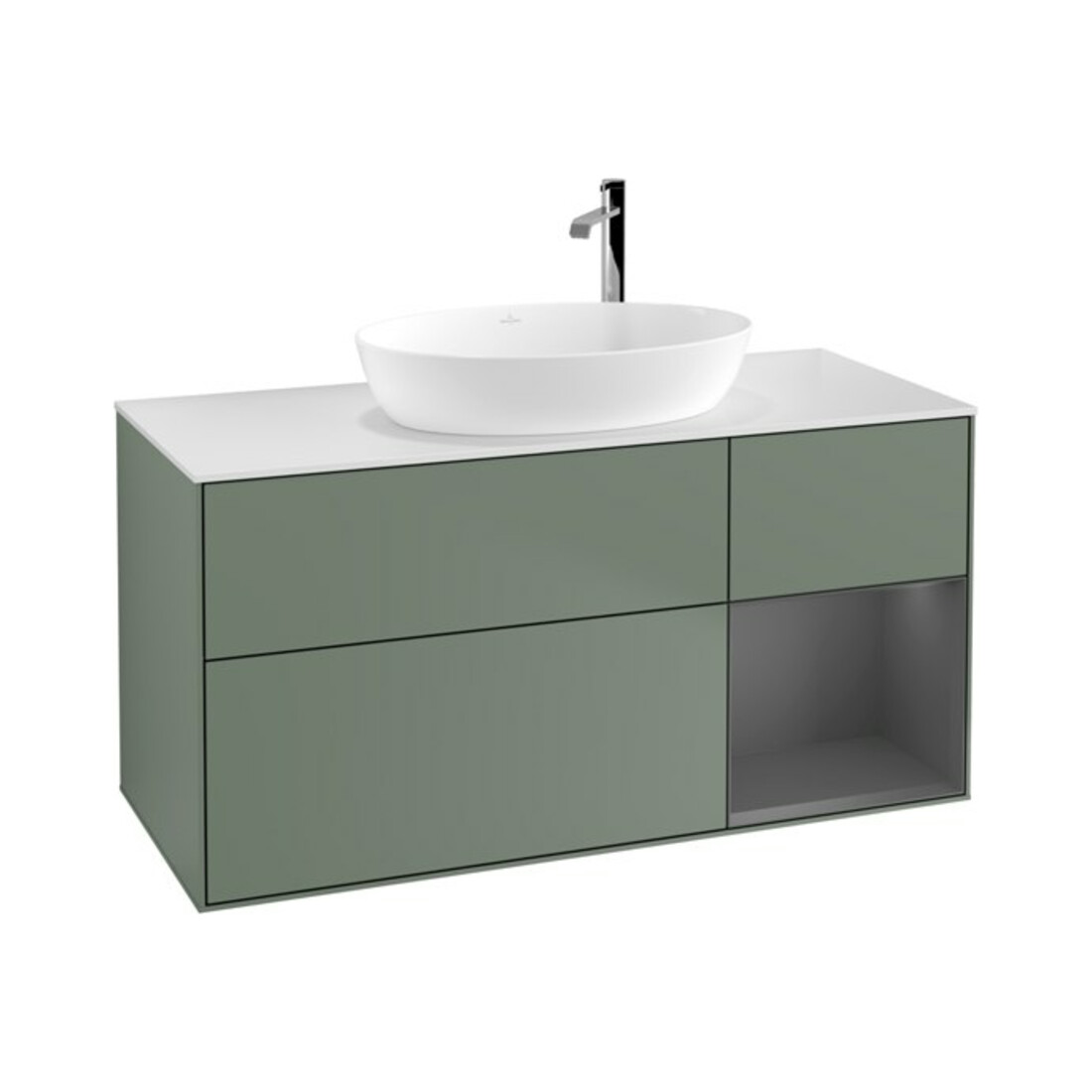 V&B Waschtischunterschrank Finion 120cm, Pl w m, Rg A m Lac, Oli. m Lac
