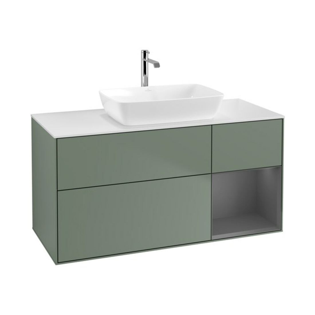V&B Waschtischunterschrank Finion 120cm, Pl w m, Rg A m Lac, Oli. m Lac