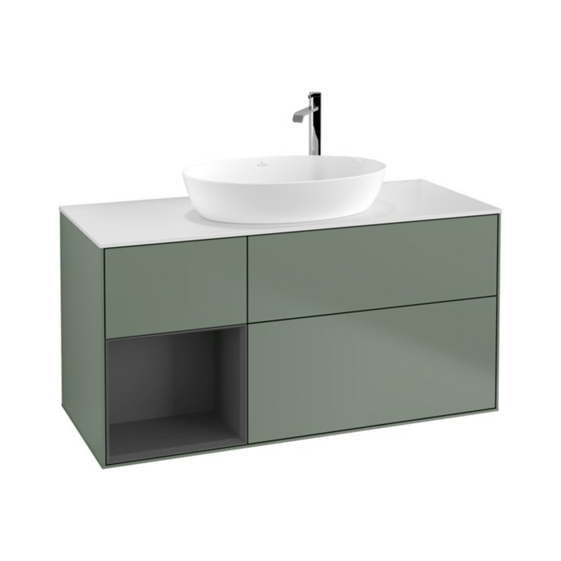 V&B Waschtischunterschrank Finion 120cm, Pl w m, Rg A m Lac, Oli. m Lac