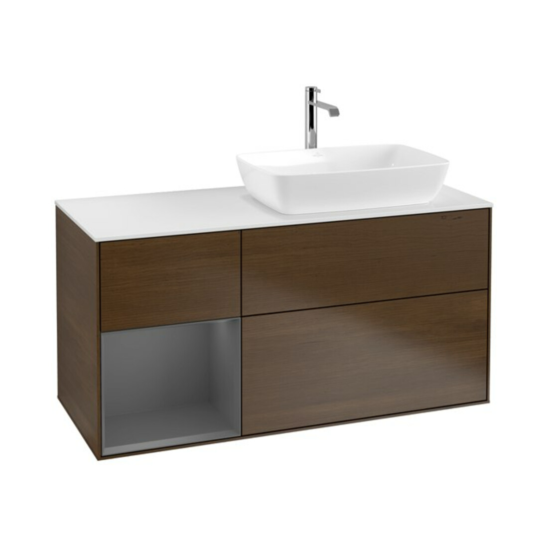 V&B Waschtischunterschrank Finion 120cm, Pl w m, Rg A m Lac, wal ven
