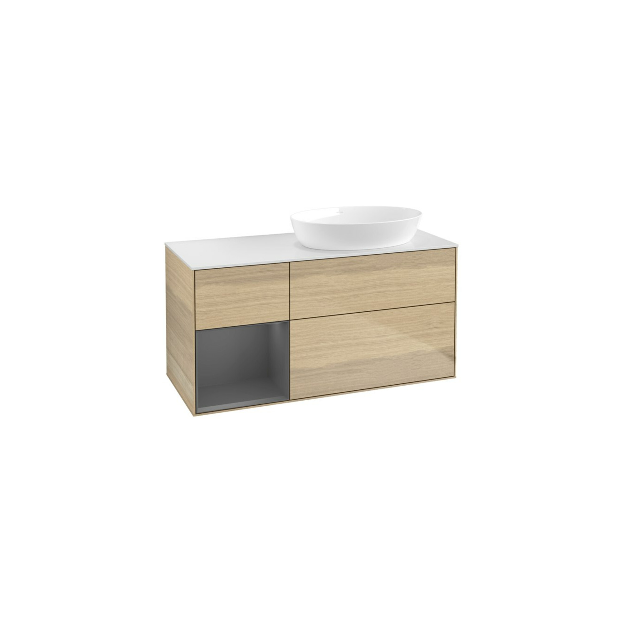 V&B Waschtischunterschrank Finion 120cm, Pl w m, Rg Anthrac. m Lac, Oa ven ; Villeroy & Boch
