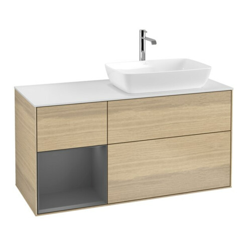V&B Waschtischunterschrank Finion 120cm, Pl w m, Rg Anthrac. m Lac, Oa ven