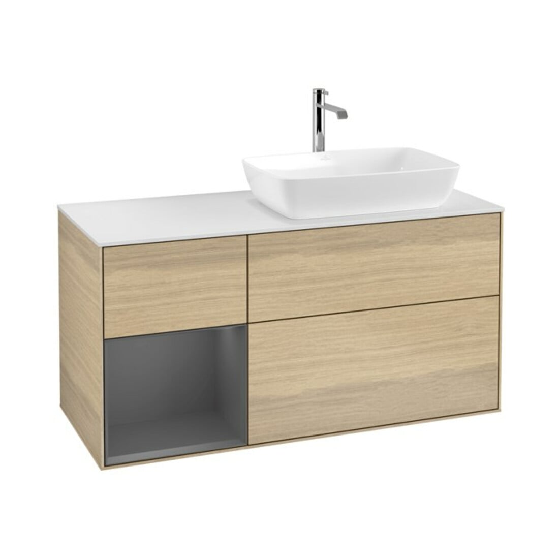 V&B Waschtischunterschrank Finion 120cm, Pl w m, Rg Anthrac. m Lac, Oa ven