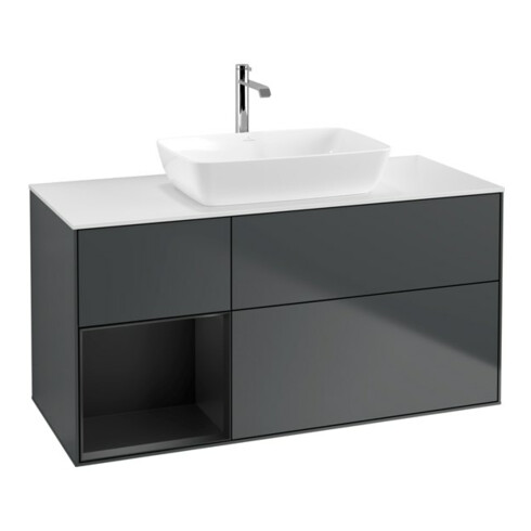 V&B Waschtischunterschrank Finion 120cm, Pl w m, Rg b m Lac, md bl. m Lac