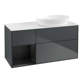 V&B Waschtischunterschrank Finion 120cm, Pl w m, Rg b m Lac, md bl. m Lac