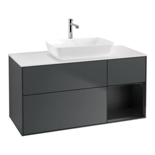 V&B Waschtischunterschrank Finion 120cm, Pl w m, Rg b m Lac, md bl. m Lac