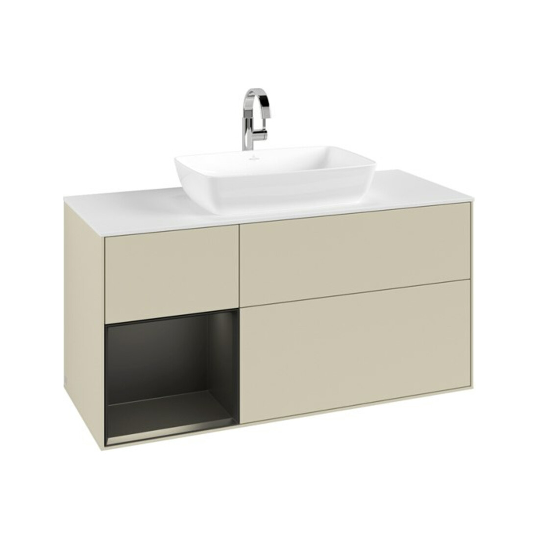 V&B Waschtischunterschrank Finion 120cm, Pl w m, Rg bla m Lac, si Gr m Lac
