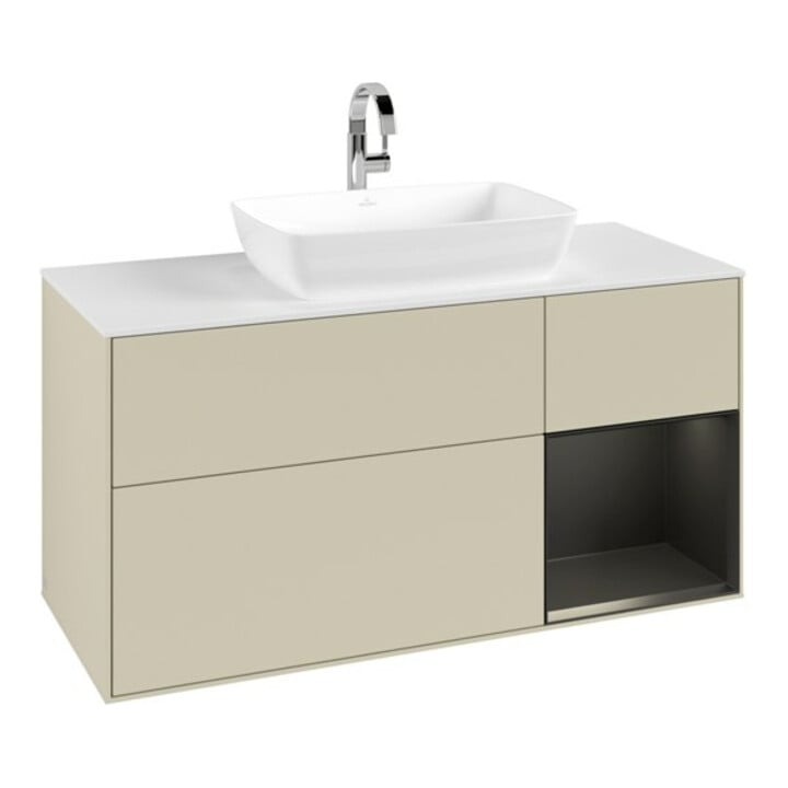 V&B Waschtischunterschrank Finion 120cm, Pl w m, Rg bla m Lac, si Gr m Lac