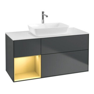 V&B Waschtischunterschrank Finion 120cm, Pl w m, Rg g m Lac, md bl. m Lac