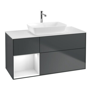 V&B Waschtischunterschrank Finion 120cm, Pl w m, Rg g w Lac, md bl. m Lac