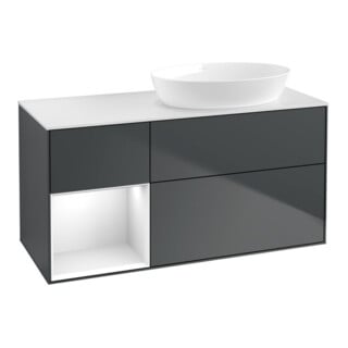 V&B Waschtischunterschrank Finion 120cm, Pl w m, Rg g w Lac, md bl. m Lac
