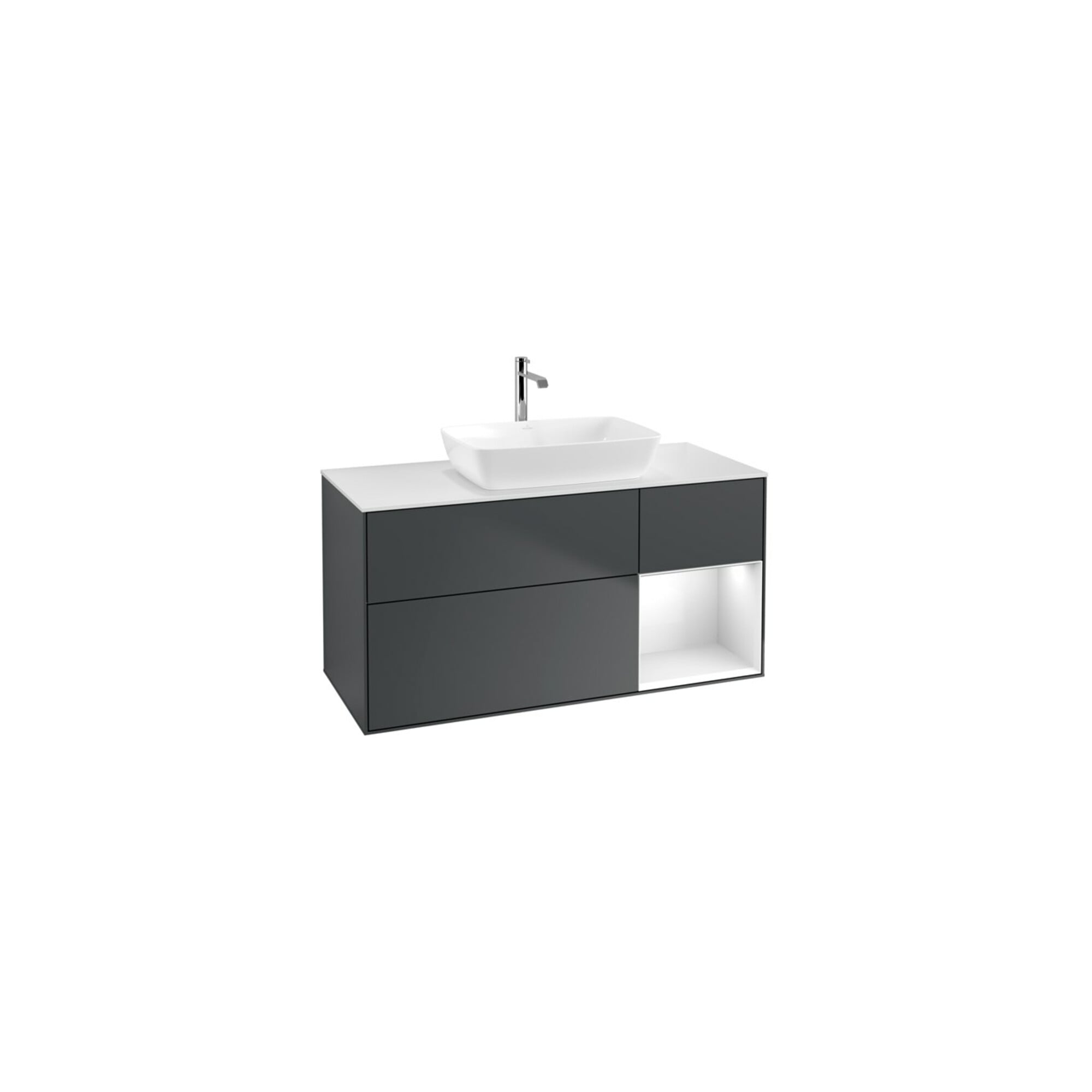 V&B Waschtischunterschrank Finion 120cm, Pl w m, Rg g w Lac, md bl. m Lac ; Villeroy & Boch