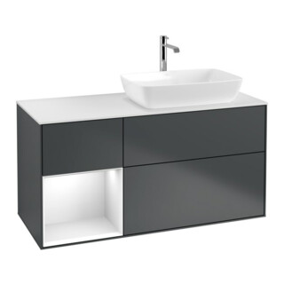 V&B Waschtischunterschrank Finion 120cm, Pl w m, Rg g w Lac, md bl. m Lac
