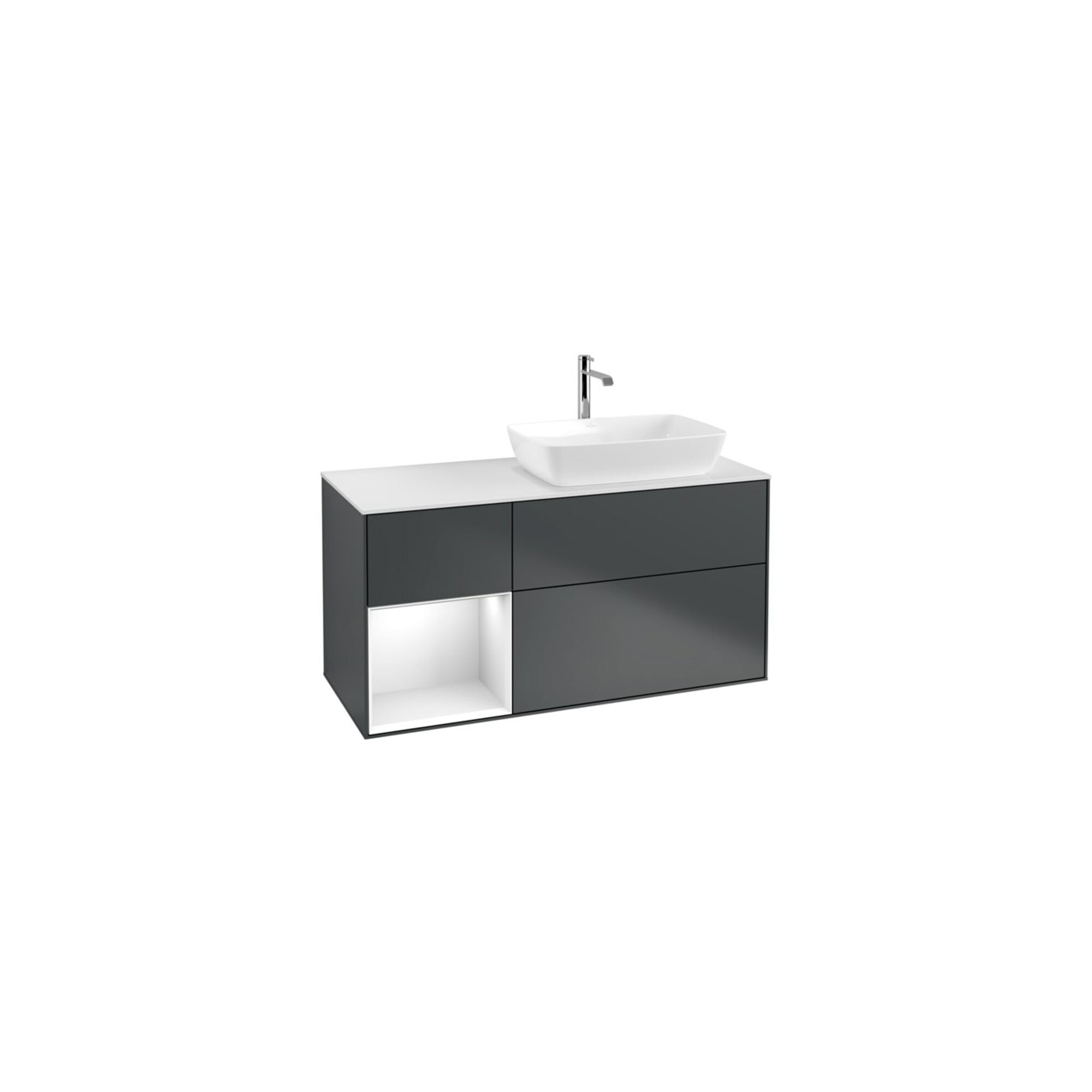 V&B Waschtischunterschrank Finion 120cm, Pl w m, Rg g w Lac, md bl. m Lac ; Villeroy & Boch