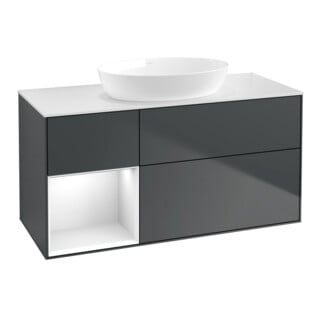 V&B Waschtischunterschrank Finion 120cm, Pl w m, Rg g w Lac, md bl. m Lac