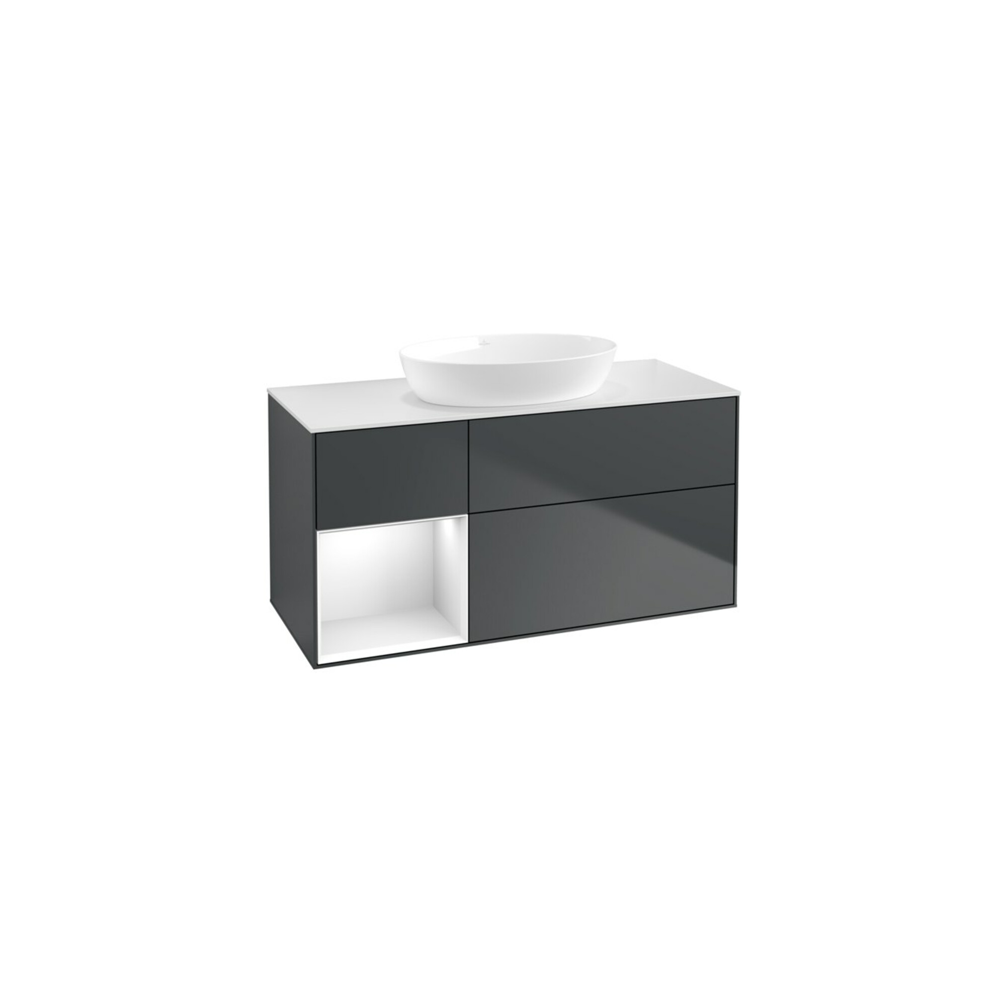 V&B Waschtischunterschrank Finion 120cm, Pl w m, Rg g w Lac, md bl. m Lac ; Villeroy & Boch