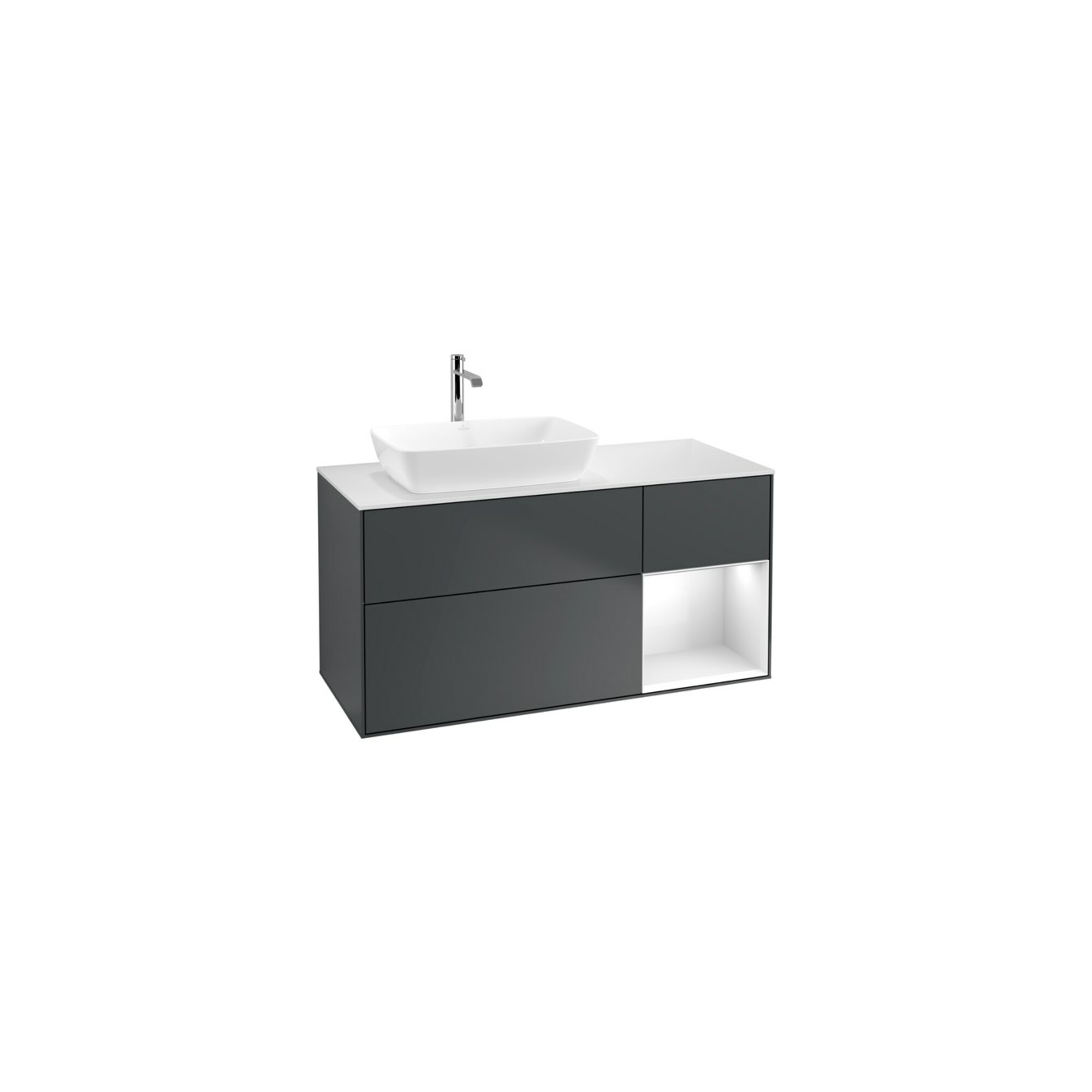 V&B Waschtischunterschrank Finion 120cm, Pl w m, Rg g w Lac, md bl. m Lac ; Villeroy & Boch