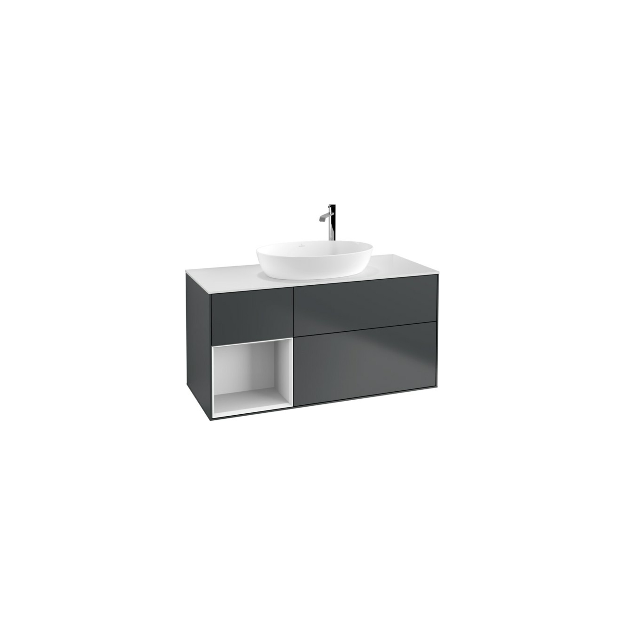 V&B Waschtischunterschrank Finion 120cm, Pl w m, Rg g w Lac, md bl. m Lac ; Villeroy & Boch
