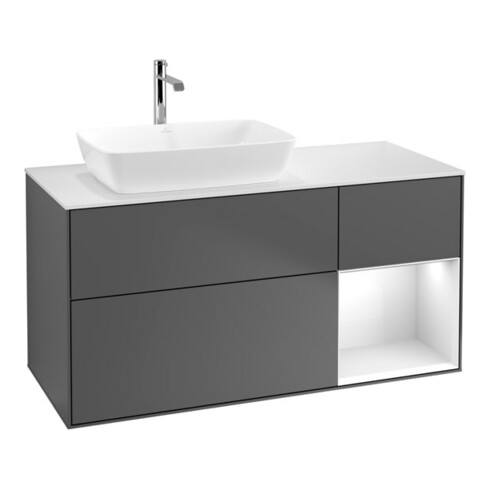 V&B Waschtischunterschrank Finion 120cm, Pl w m, Rg g wh. Lac, Anthrac. m