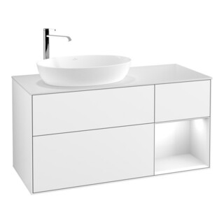 V&B Waschtischunterschrank Finion 120cm, Pl w m, Rg g wh. Lac, glo wh. Lac