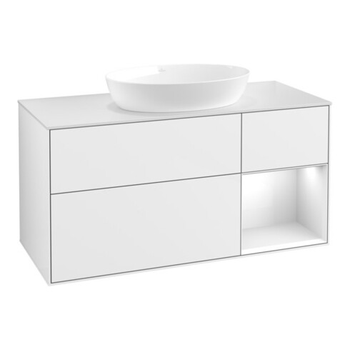 V&B Waschtischunterschrank Finion 120cm, Pl w m, Rg g wh. Lac, glo wh. Lac