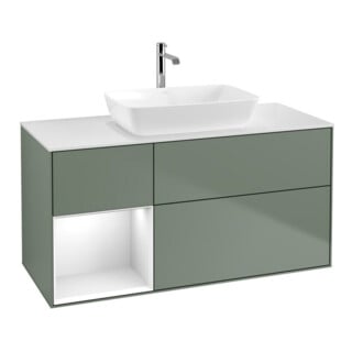 V&B Waschtischunterschrank Finion 120cm, Pl w m, Rg g wh. Lac, Oli. m Lac
