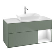 V&B Waschtischunterschrank Finion 120cm, Pl w m, Rg g wh. Lac, Oli. m Lac