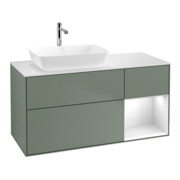 V&B Waschtischunterschrank Finion 120cm, Pl w m, Rg g wh. Lac, Oli. m Lac