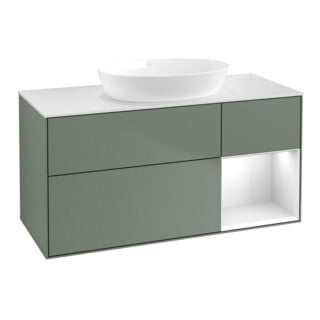 V&B Waschtischunterschrank Finion 120cm, Pl w m, Rg g wh. Lac, Oli. m Lac