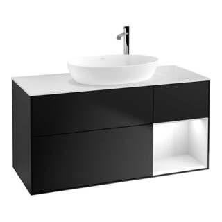 V&B Waschtischunterschrank Finion 120cm, Pl w m, Rg glo wh. Lac, bla m Lac