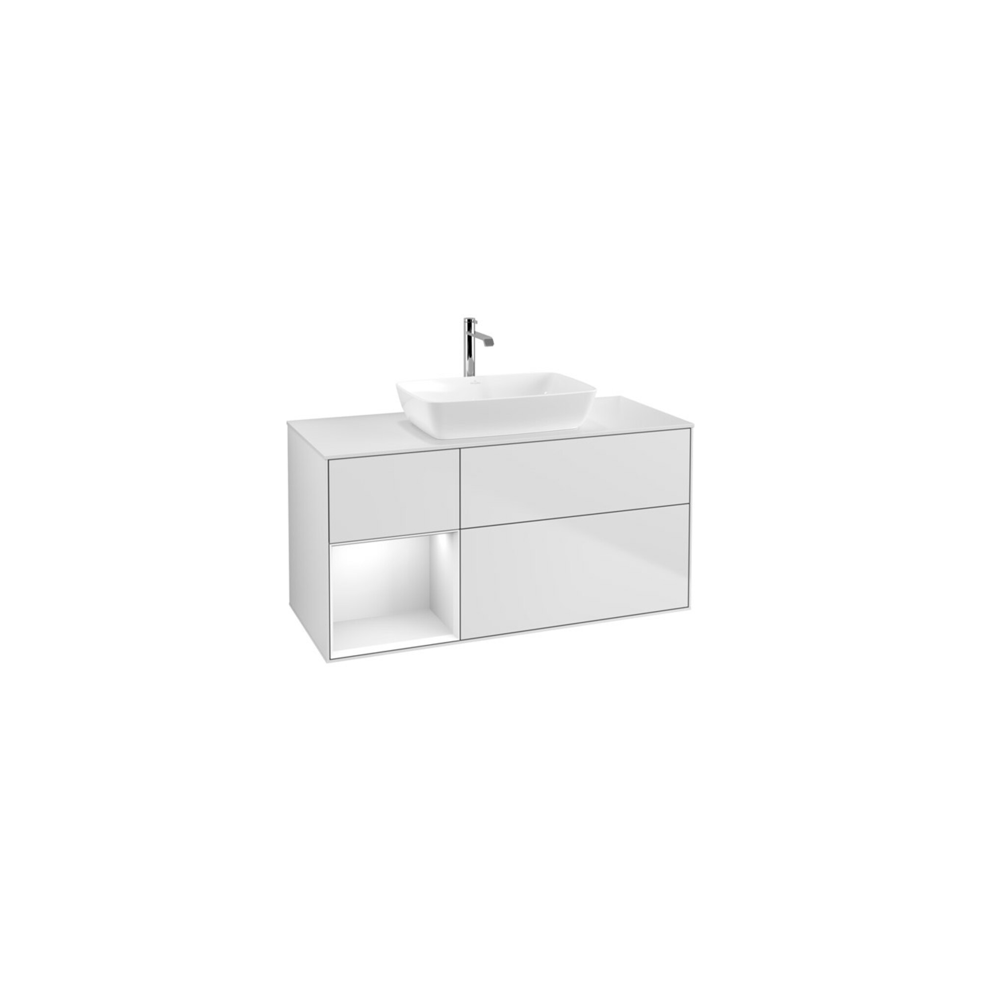 V&B Waschtischunterschrank Finion 120cm, Pl w m, Rg glo wh. Lac, wh. m Lac ; Villeroy & Boch