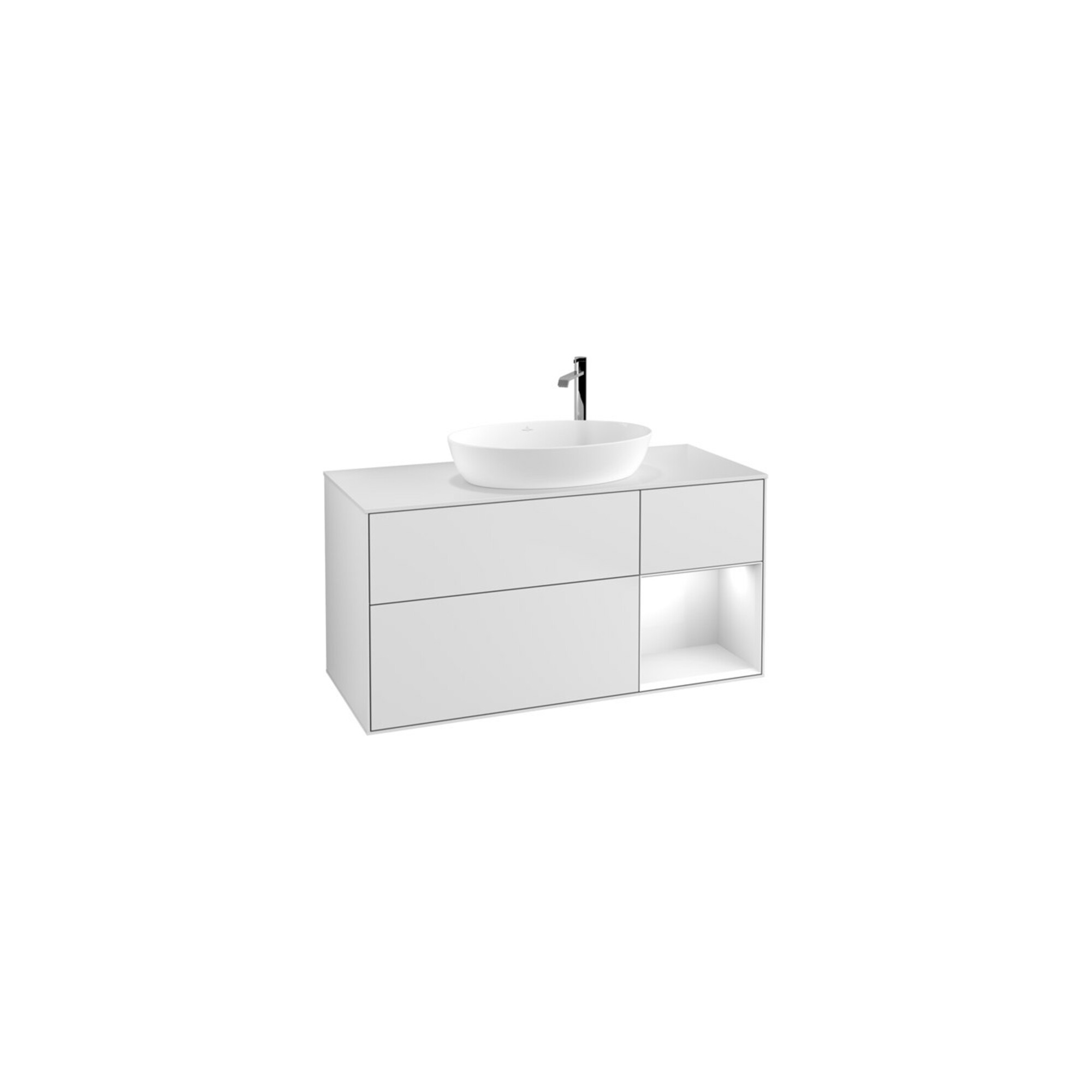V&B Waschtischunterschrank Finion 120cm, Pl w m, Rg glo wh. Lac, wh. m Lac ; Villeroy & Boch