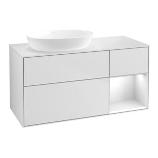 V&B Waschtischunterschrank Finion 120cm, Pl w m, Rg glo wh. Lac, wh. m Lac