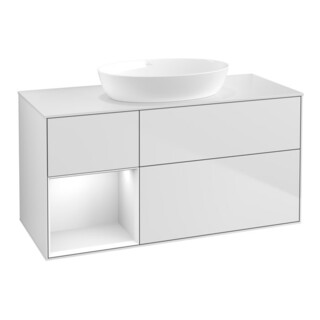 V&B Waschtischunterschrank Finion 120cm, Pl w m, Rg glo wh. Lac, wh. m Lac