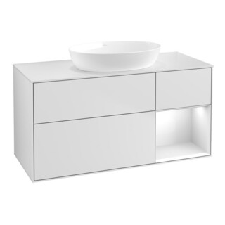 V&B Waschtischunterschrank Finion 120cm, Pl w m, Rg glo wh. Lac, wh. m Lac