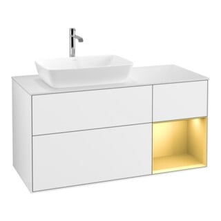 V&B Waschtischunterschrank Finion 120cm, Pl w m, Rg gol m Lac, glo wh. Lac
