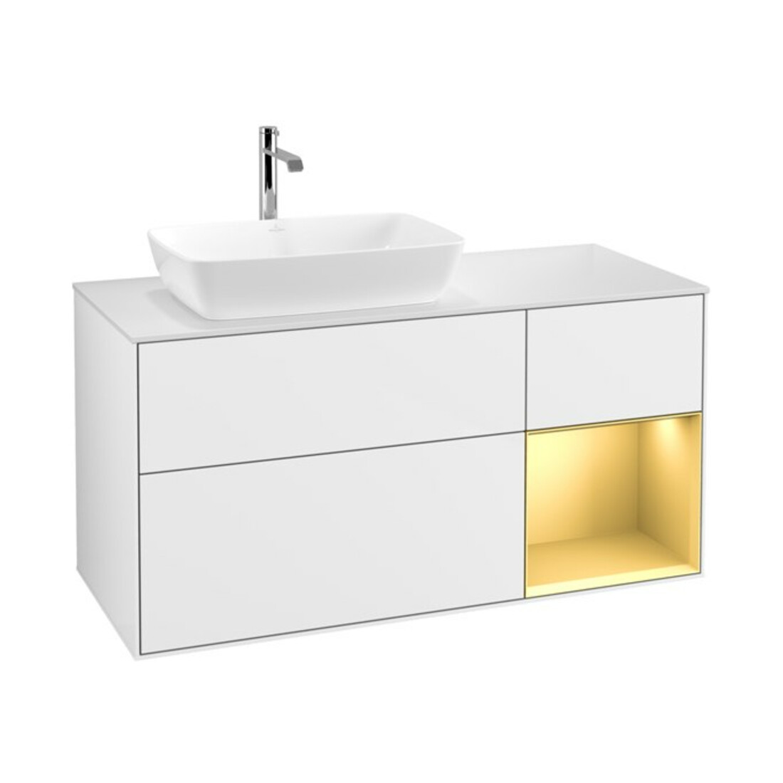 V&B Waschtischunterschrank Finion 120cm, Pl w m, Rg gol m Lac, glo wh. Lac