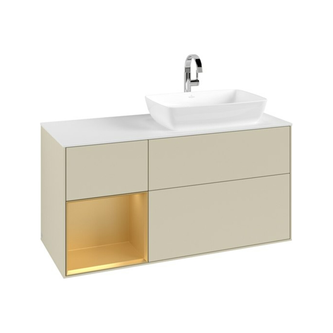 V&B Waschtischunterschrank Finion 120cm, Pl w m, Rg gol m Lac, si Gr m Lac