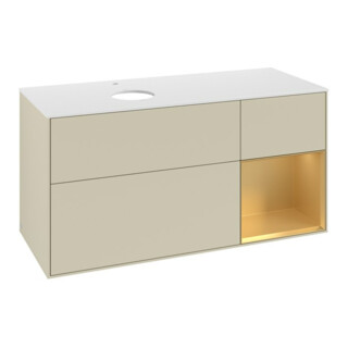 V&B Waschtischunterschrank Finion 120cm, Pl w m, Rg gol m Lac, si Gr m Lac