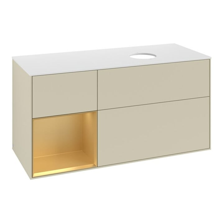 V&B Waschtischunterschrank Finion 120cm, Pl w m, Rg gol m Lac, si Gr m Lac