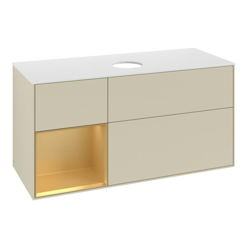 V&B Waschtischunterschrank Finion 120cm, Pl w m, Rg gol m Lac, si Gr m Lac