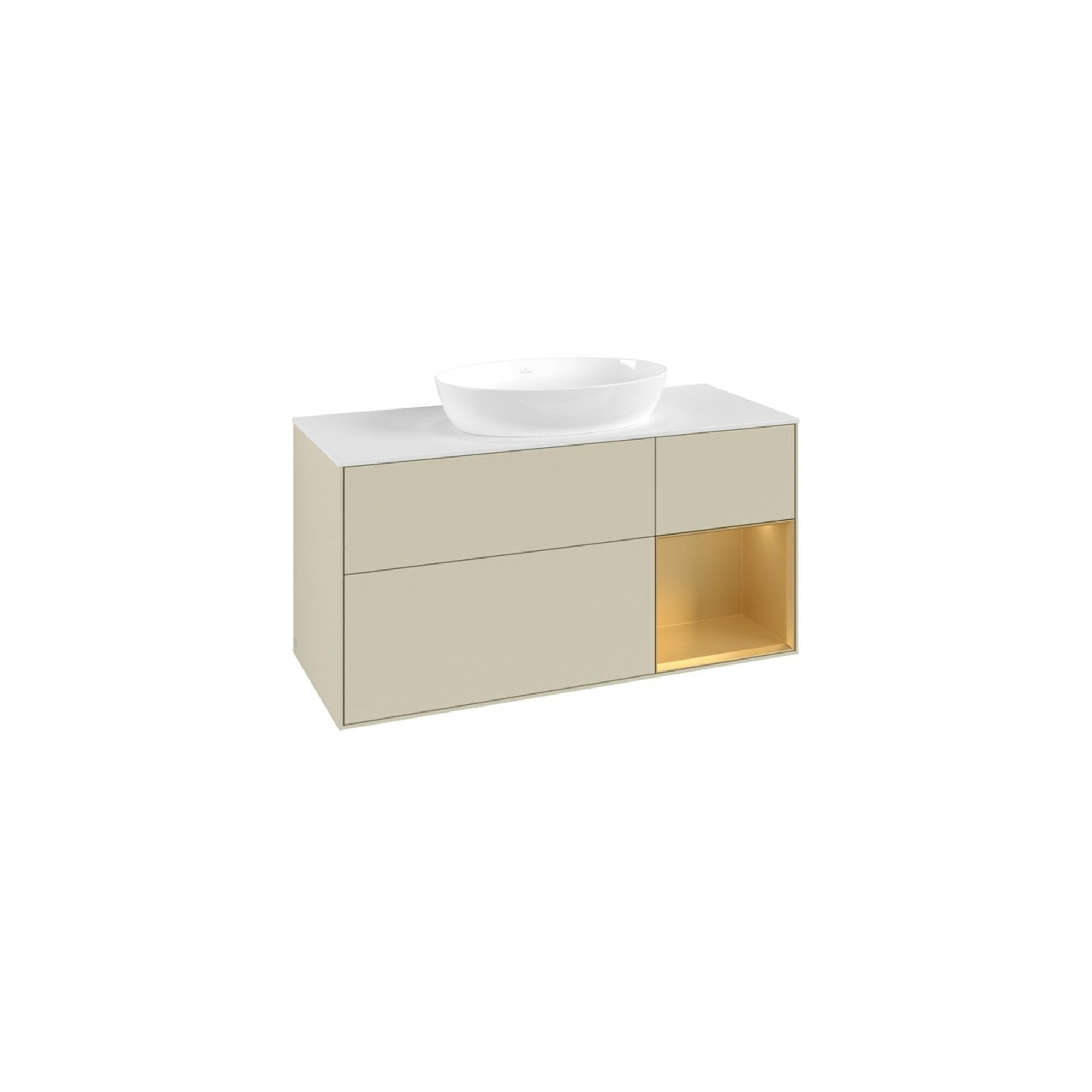 V&B Waschtischunterschrank Finion 120cm, Pl w m, Rg gol m Lac, si Gr m Lac ; Villeroy & Boch