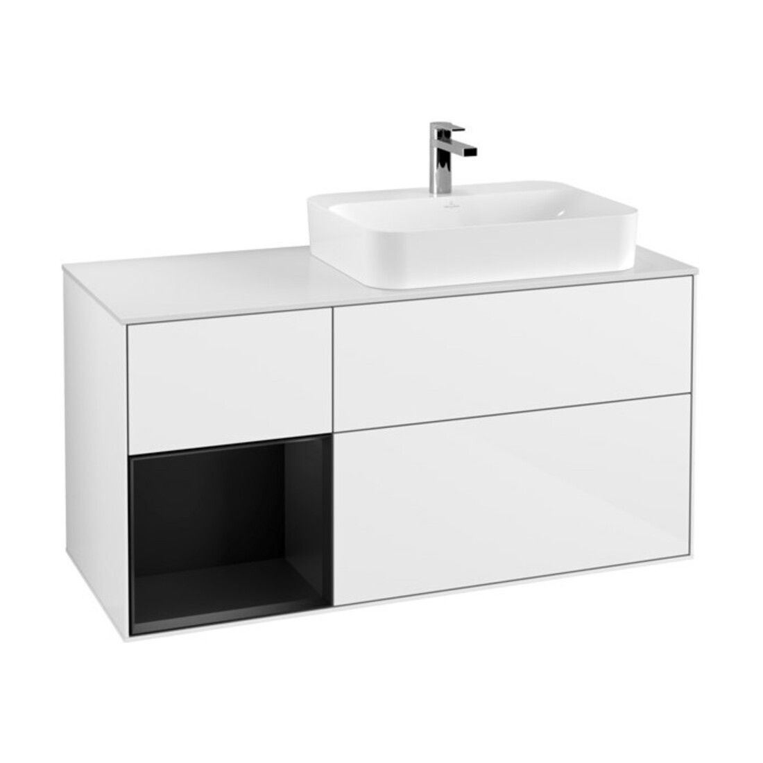 V&B Waschtischunterschrank Finion 120cm, Pl w m, Rg l b m Lac, glo wh. Lac