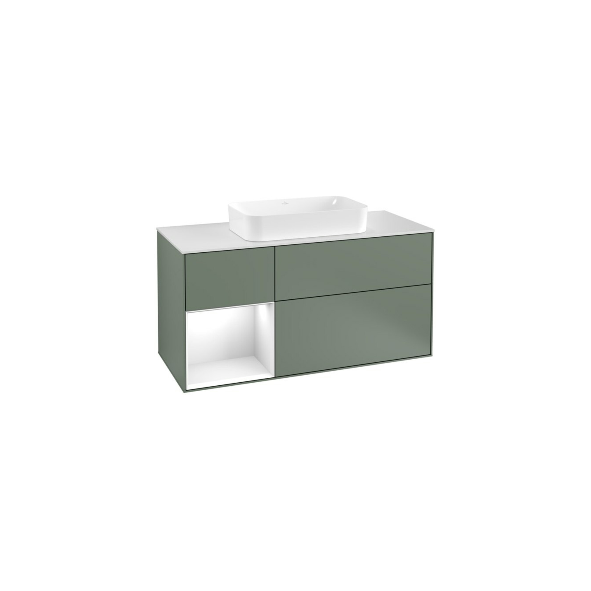 V&B Waschtischunterschrank Finion 120cm, Pl w m, Rg l g w Lac, Oli. m Lac ; Villeroy & Boch