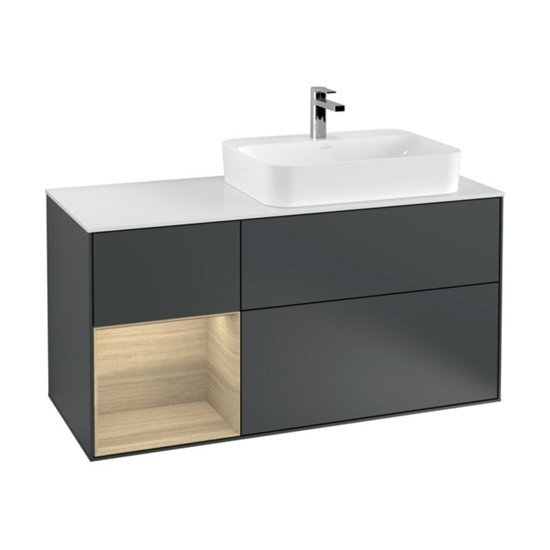 V&B Waschtischunterschrank Finion 120cm, Pl w m, Rg l Oa ven, md bl. m Lac