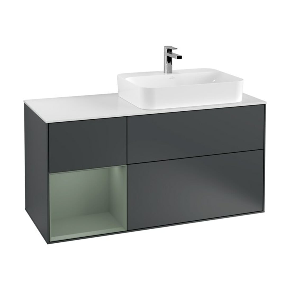 V&B Waschtischunterschrank Finion 120cm, Pl w m, Rg l Ol m La, md b m Lac