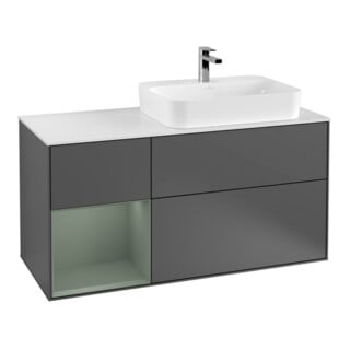 V&B Waschtischunterschrank Finion 120cm, Pl w m, Rg l Ol m Lac, Anthrac. m
