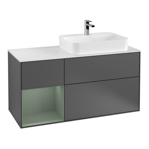 V&B Waschtischunterschrank Finion 120cm, Pl w m, Rg l Ol m Lac, Anthrac. m